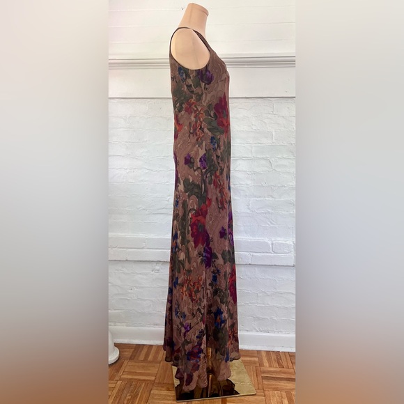 Lauren Ralph Lauren Vintage Floral Silk Chiffon Bias Cut Maxi Dress - Picture 3 of 12